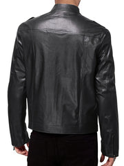 Men's PU Biker Jacket Zip Up Lapel Faux Leather Jacket
