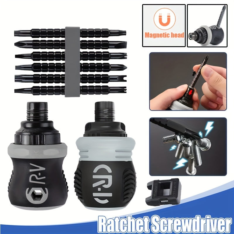 8pcs Mini Ratchet Screwdriver Set CRV Telescopic Detachable Handle Repair Tool
