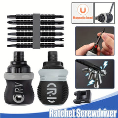 8pcs Mini Ratchet Screwdriver Set CRV Telescopic Detachable Handle Repair Tool
