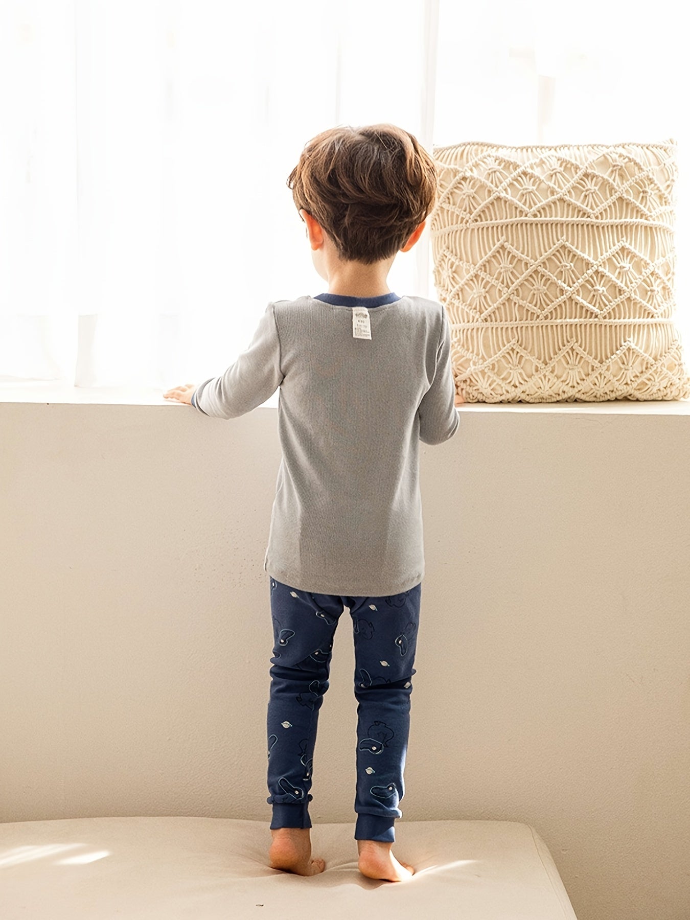 Boys Crocodile Astronaut Cartoon Top & Pants Homewear Set