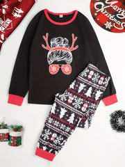 Christmas Print Lounge Set Long Sleeve Top & Pants Women's Loungewear
