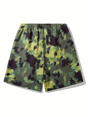 Men's Camo Beach Shorts Quick Dry Drawstring Loose Shorts