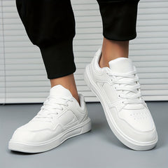 Faux Leather Solid Skate Shoes Wear Resistance Non Slip Flat Sneakers