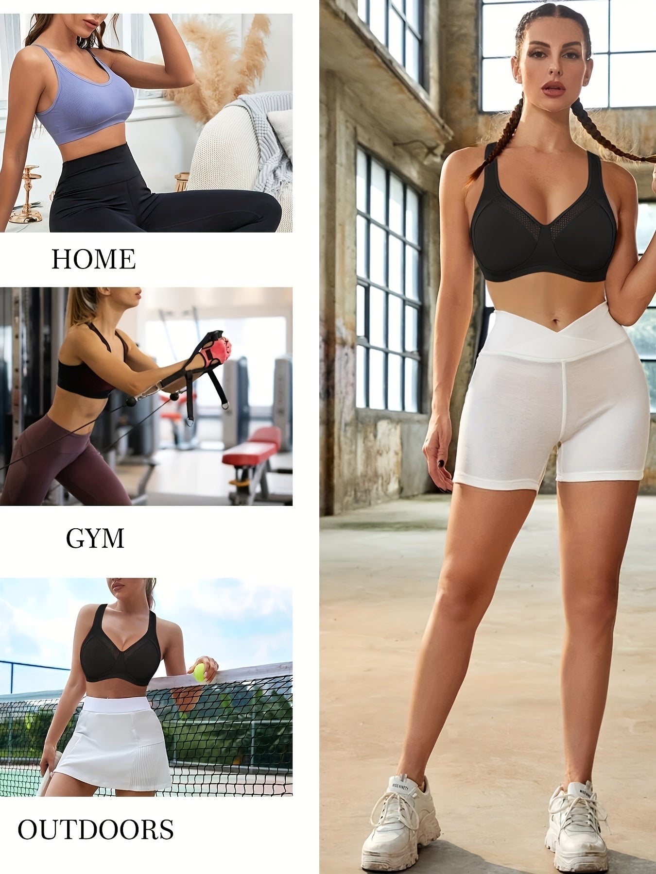 High Impact Sports Bra for Women Racerback Fitness Gym Bra