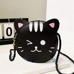 Sweet Mini Crossbody Bag Cartoon Kitten Coin Purse Girls Messenger Bag