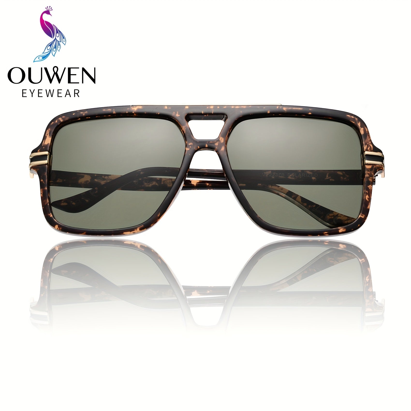 OUWEN Square Polarized Aviator Sunglasses UV400 Eye Protection