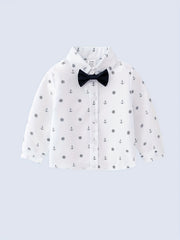 Baby Shirt Long Sleeve Bowtie Cardigan Top Random Print