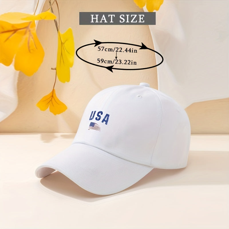 Flag Printed Baseball Cap Solid Casual Dad Hat Unisex Adjustable Sun Hats