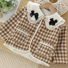 Toddler Girls Checkered Long Sleeve Jacket for Spring Fall Winter