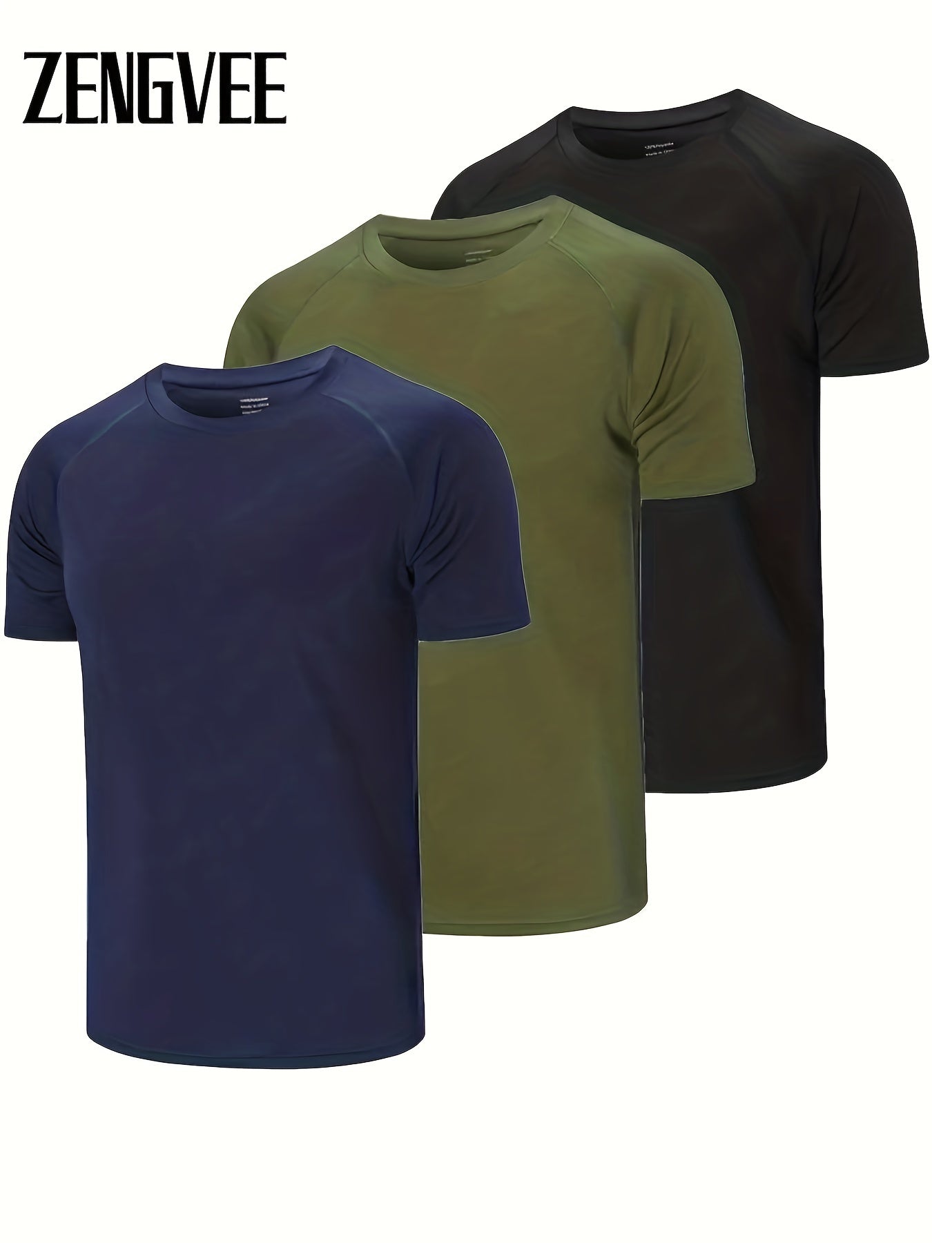 Zengvee Men's Moisture Wicking Workout Shirts - Athletic Fit Crew Neck