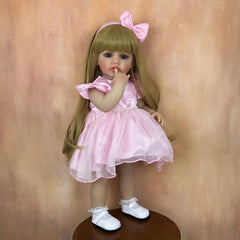 Reborn Baby Girl Doll Pink Bow Tutu Dress Vinyl Lifelike