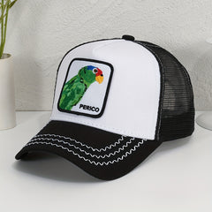 Parrot Patch Baseball Cap Mesh Trucker Hat Adjustable Sunscreen Dad Hats