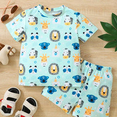 Boys Animal Print T-shirt & Shorts Set Summer Outfit
