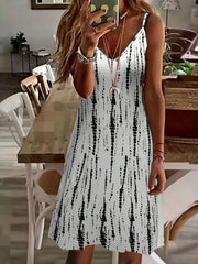 Tie Dye V Neck Maxi Dress Medium Stretch