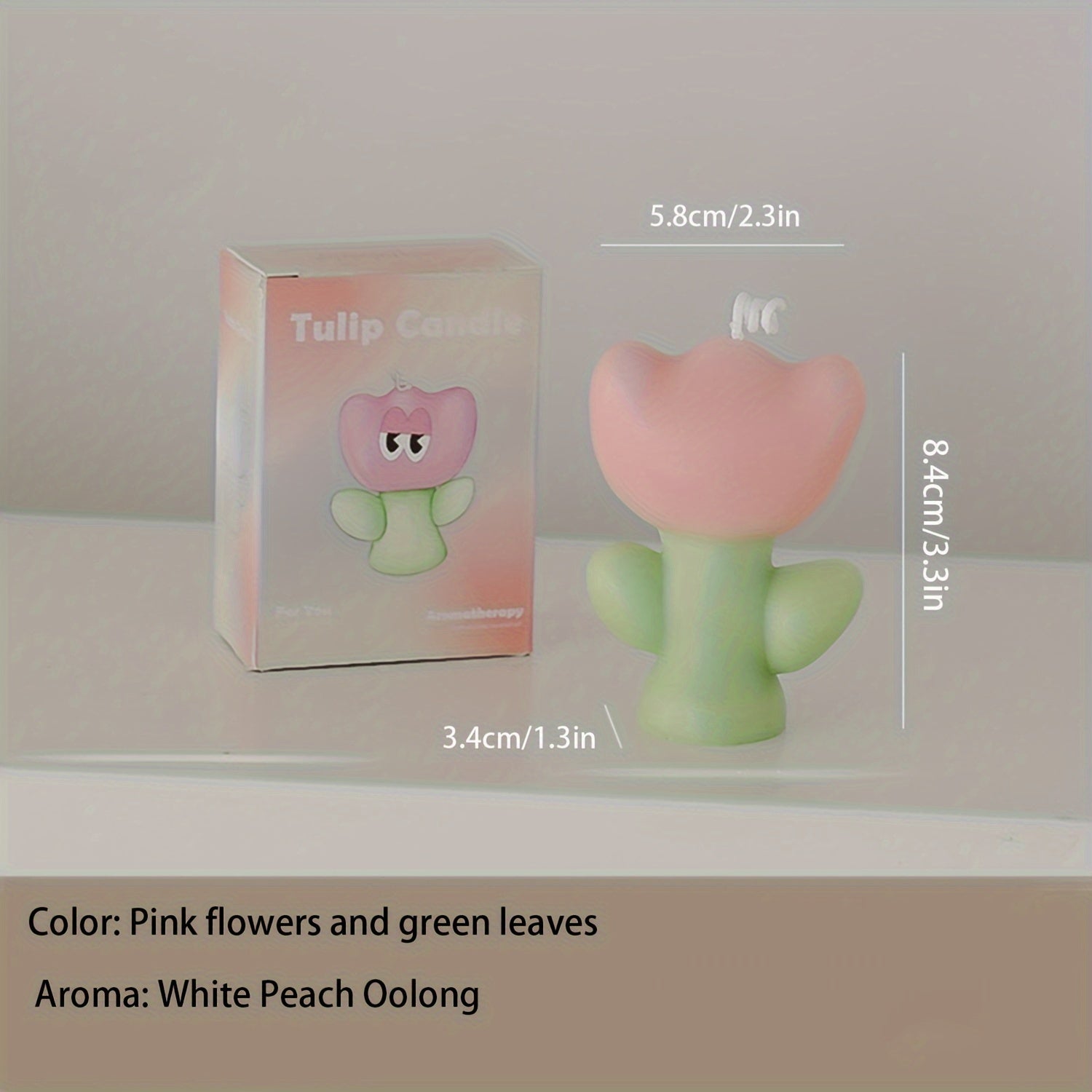 Tulip-Shaped Candle with Creative Pattern - Burns for 6-9 Hours - 2-3 oz (65g)