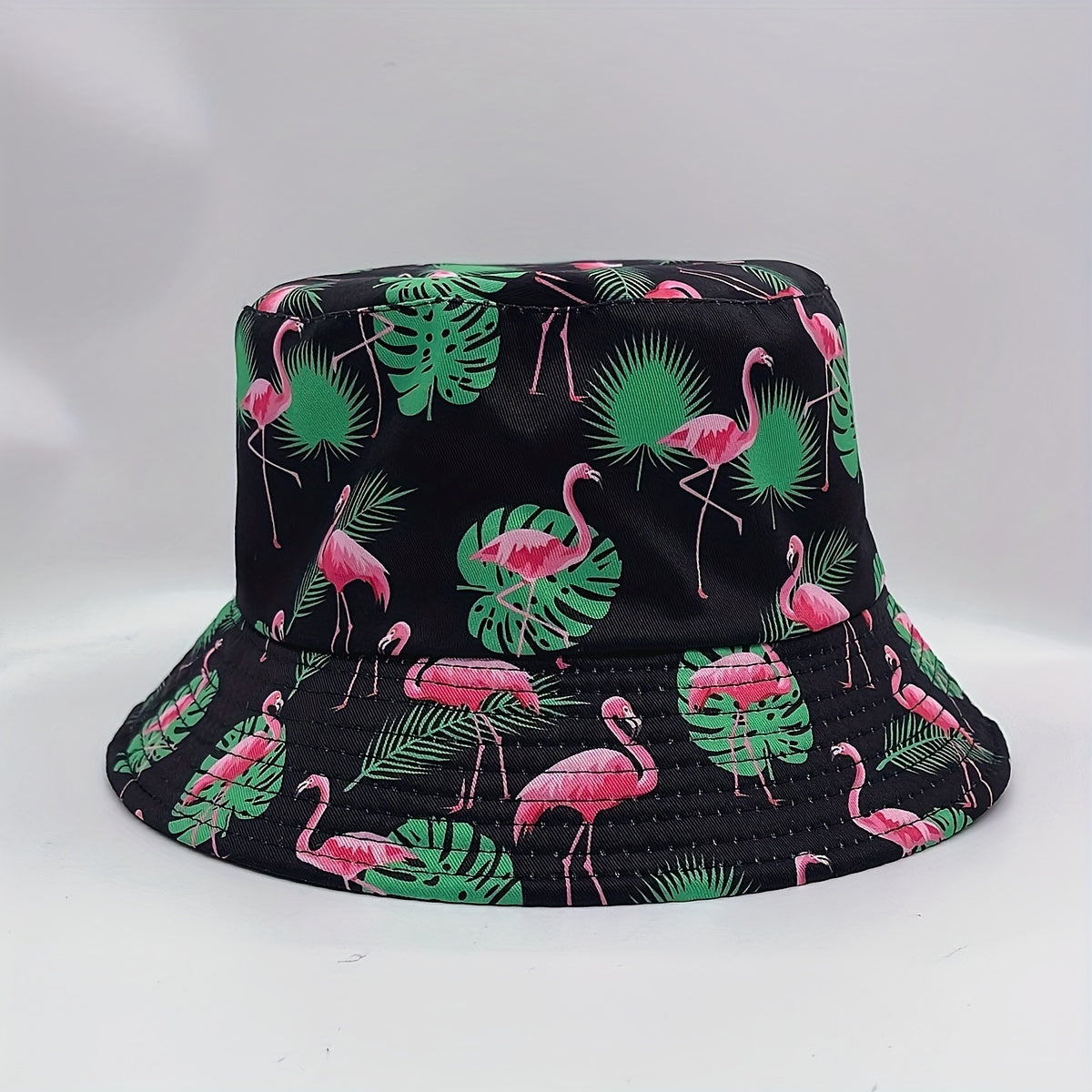 Leaf Flamingo Print Bucket Hat Reversible Sunscreen Basin Hat Lightweight