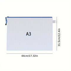 Transparent A4 Grid File Bag with Zipper Closure