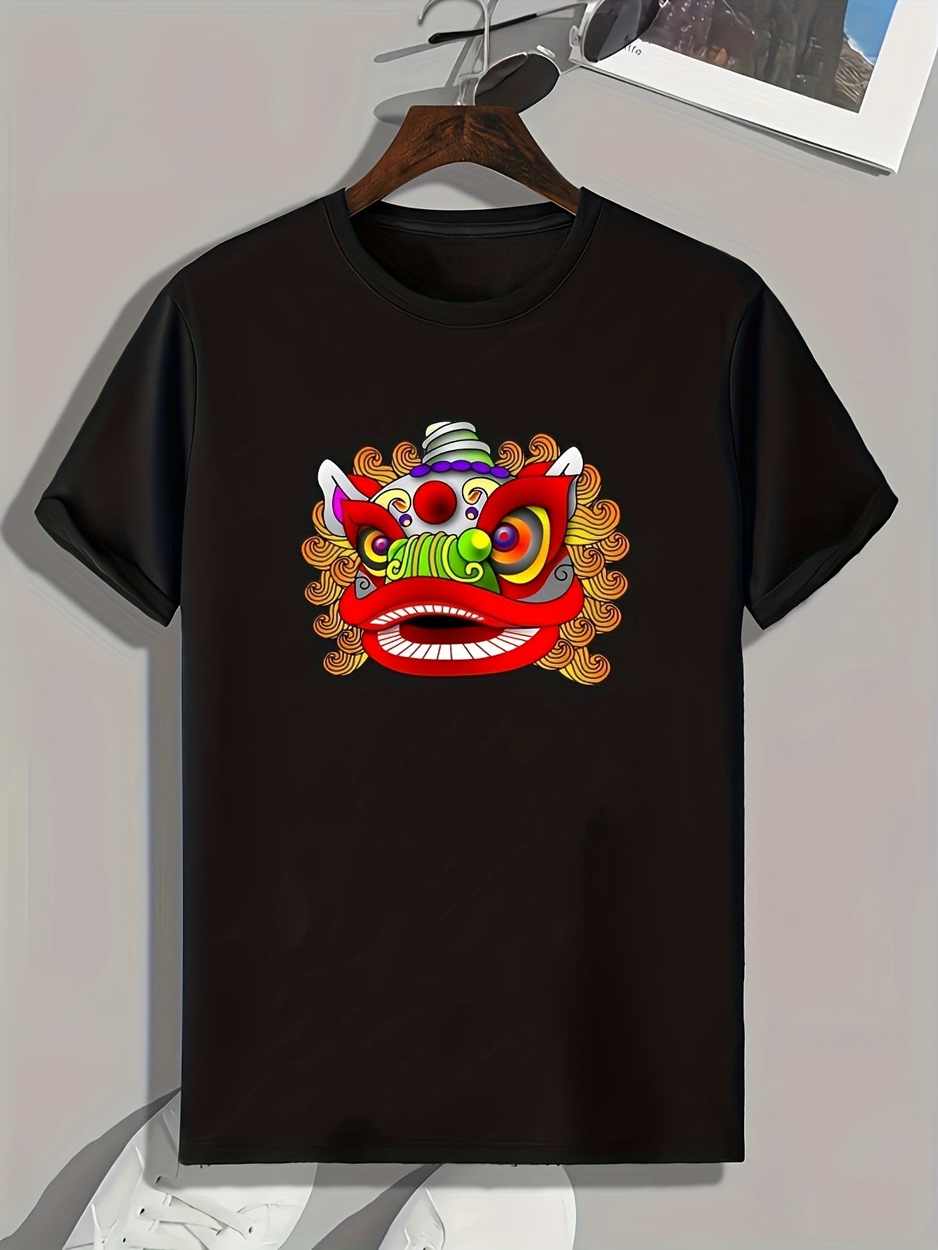 Head Of Lion Dance Men's Graphic T shirt Summer Tee
