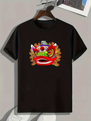 Head Of Lion Dance Men's Graphic T shirt Summer Tee