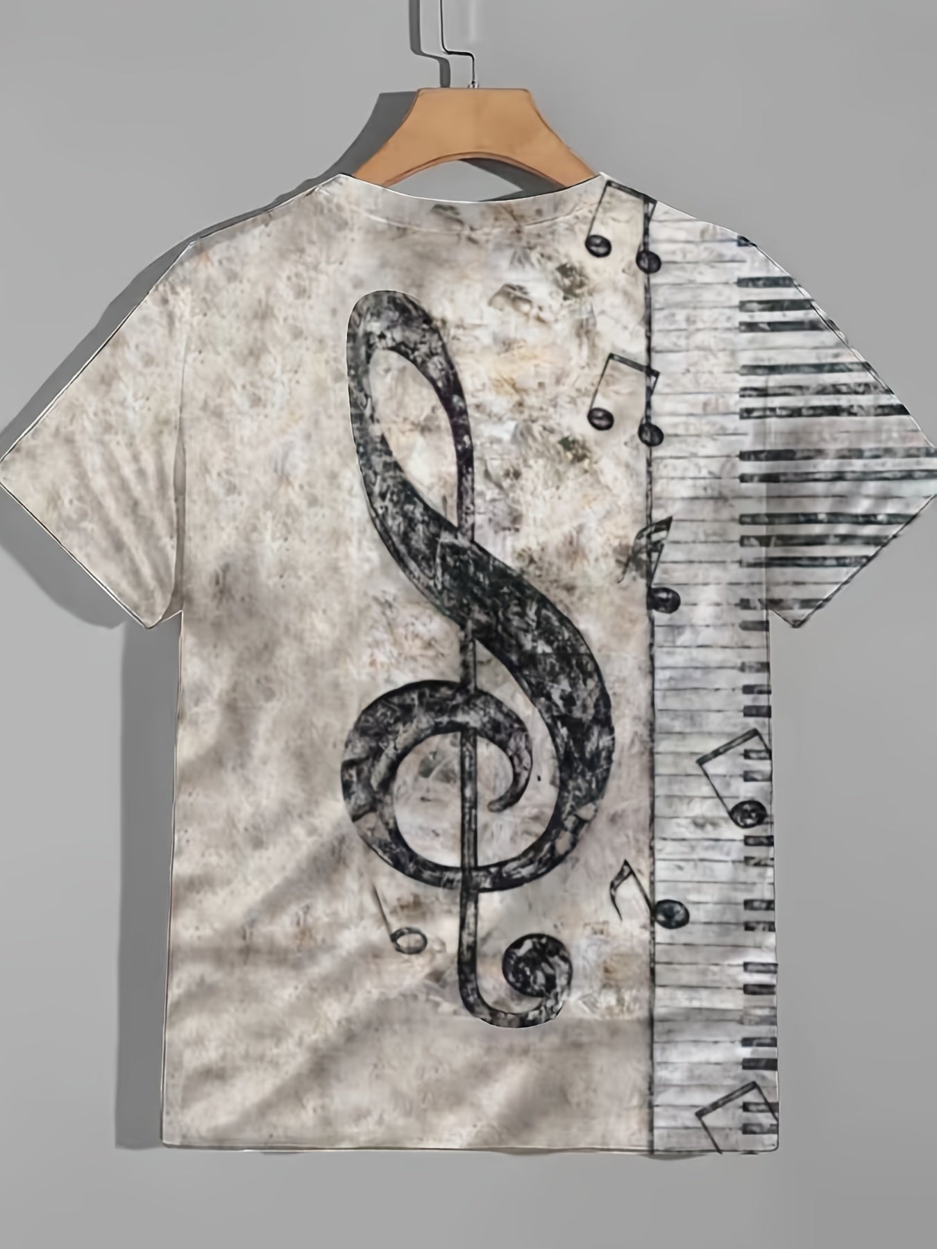Men's Music Note Print T Shirt - Stylish Summer Essential