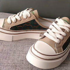 Women's Platform Mule Sneakers Lace Up Outdoor Shoes