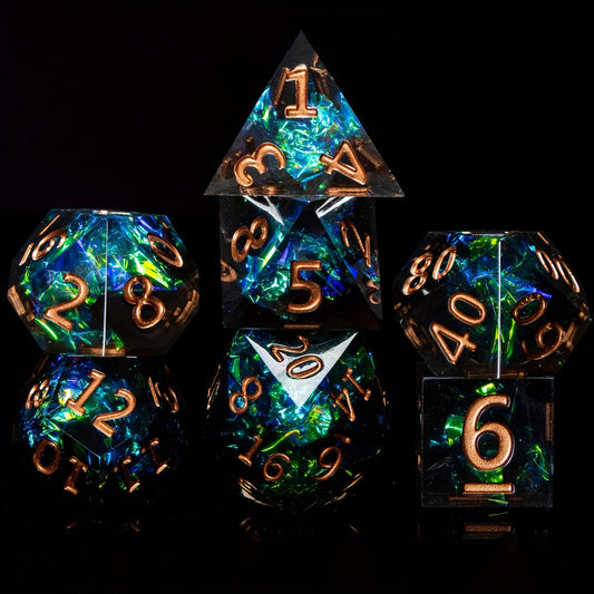7pcs Resin Sided Dice Board Game Set, Sharp Resin Playing Game Dice