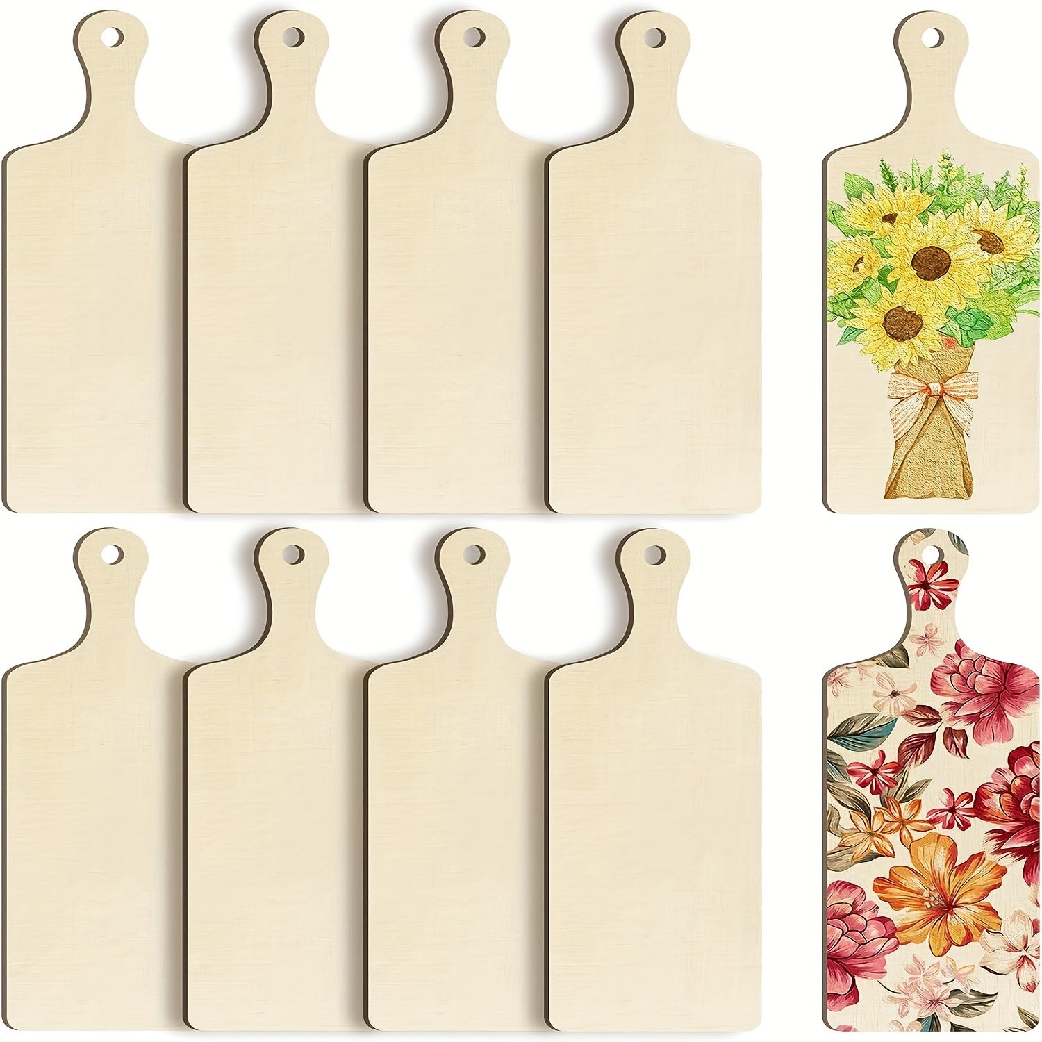 10pcs Wooden Cutting Board Charcuterie Paddle Crafts Handle