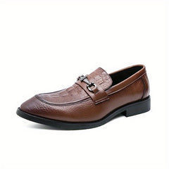 Men's Apron Toe Textured Dress Loafer Shoes Non slip Slip On Shoes