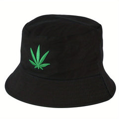 Leaf Embroidery Bucket Hat Summer Cap Men Women