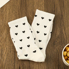 3 Pairs Heart Print Socks Comfy & Mid Tube Socks Women's Stockings