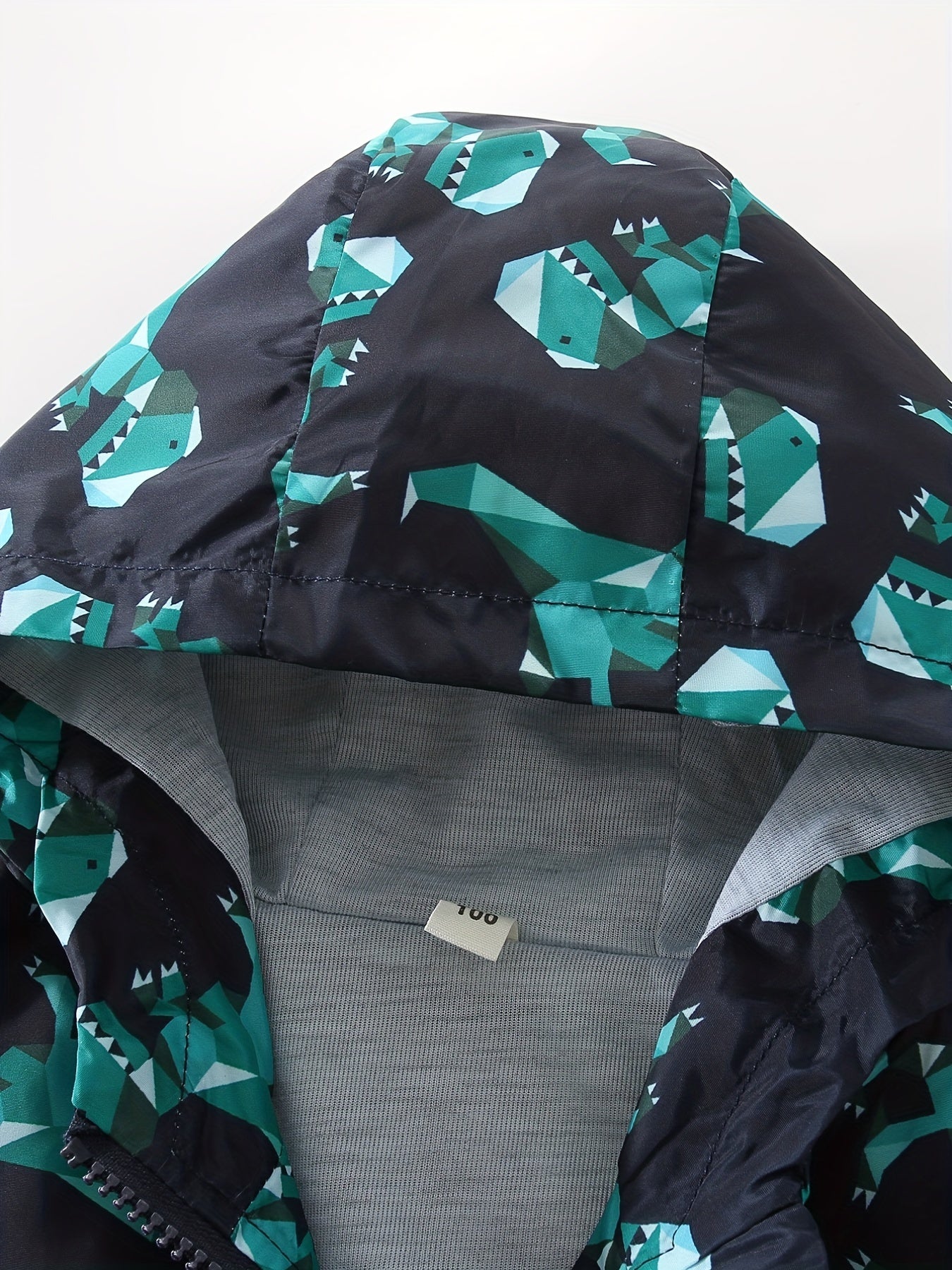 Toddler Boys Dinosaur Print Hooded Windbreaker Jacket