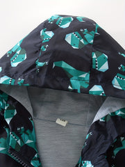 Toddler Boys Dinosaur Print Hooded Windbreaker Jacket