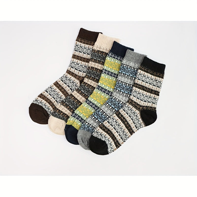 5 Pairs Winter Warm Socks Casual Knit Socks Outdoor Socks Thick Warm Socks