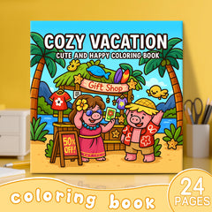 Tropical Beach Adult Coloring Book - 24 Pages of Summer Fun Scenes