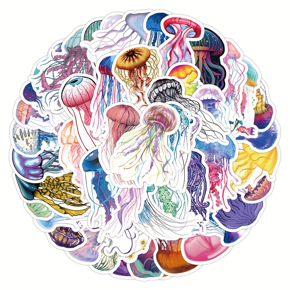 50pcs Jellyfish Graffiti Watercolor Waterproof Vinyl Stickers