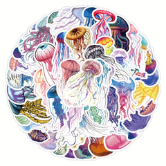 50pcs Jellyfish Graffiti Watercolor Waterproof Vinyl Stickers