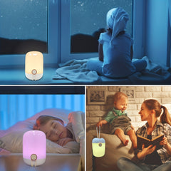 Kids Dimmable Touch Lamp Rechargeable RGB Changing Portable Bedside Lamp
