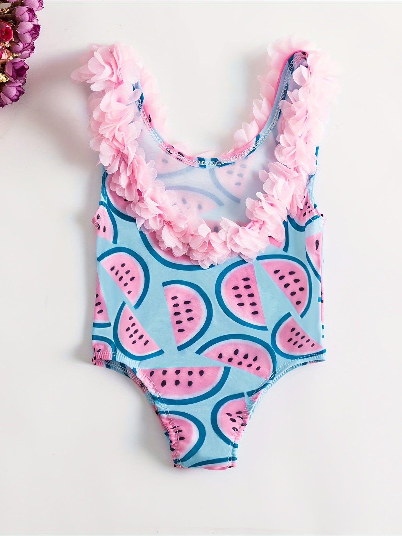 Watermelon Print Ruffle Trim Bikini Swimsuit for Baby Girl