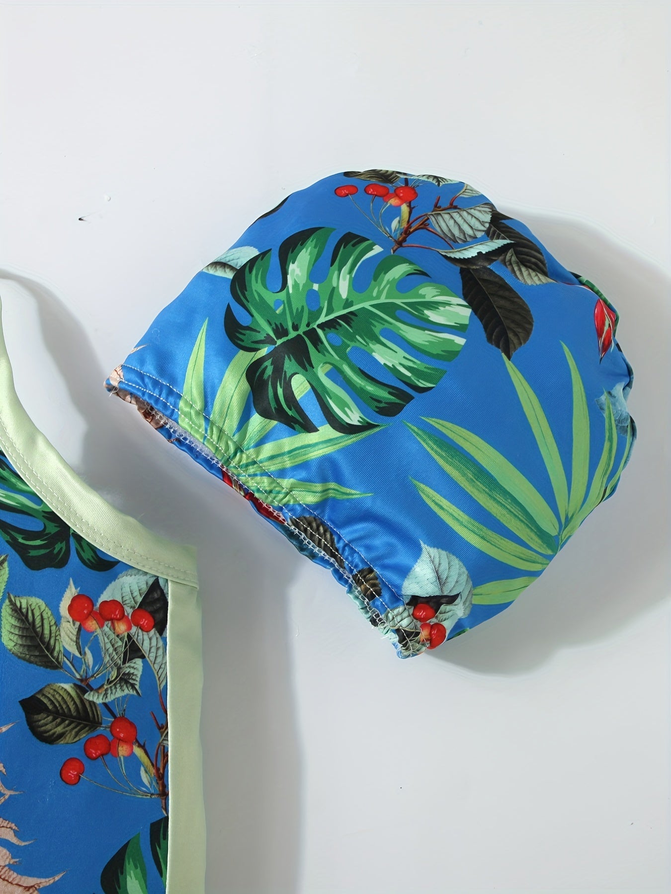 2pcs Toddler Girls Tropical Flowers One Piece Swimsuit & Cap
