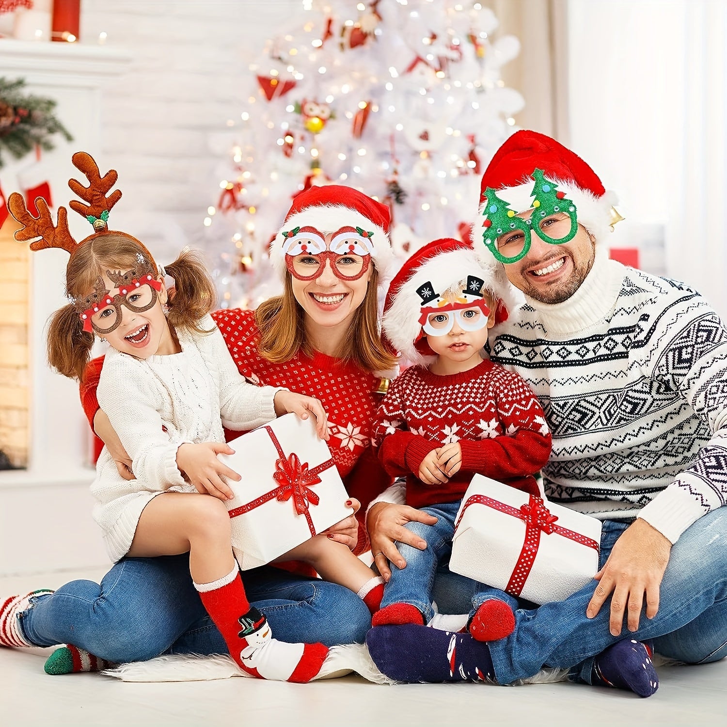 Christmas Glitter Party Glasses Fun Novelty Eyeglasses Holiday Favors