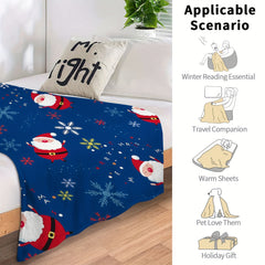 Christmas Santa Snowflake Blanket Soft Lightweight Throw Sofa Bed Couch