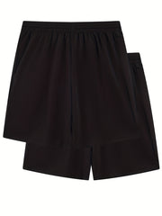 2pcs Quick Dry Comfy Men's Shorts Drawstring Athletic for Gym Workout
