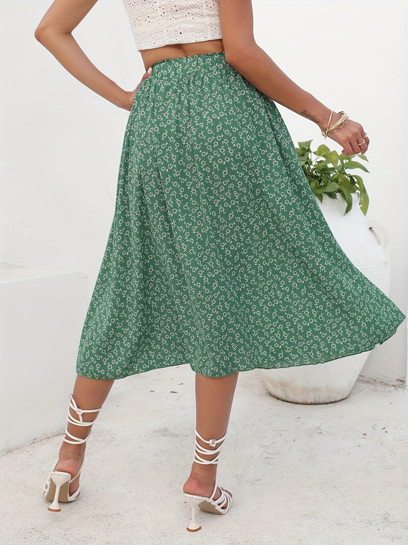 Floral Print High Waist Skirt for Resort Wear