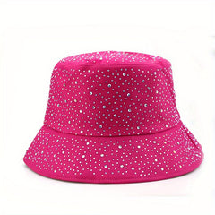 Rhinestone Decor Bucket Hat Lightweight Solid Casual Sun Hat
