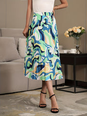 Graphic Print Pleated Skirts High Waist Versatile Skirts Women's Clothing