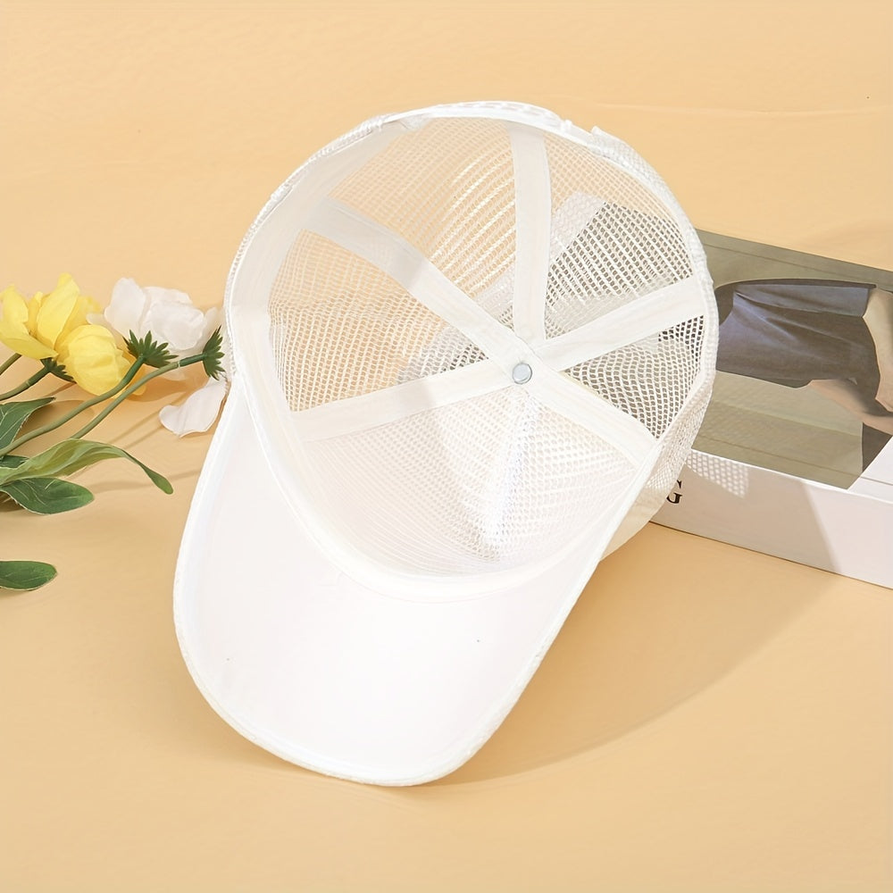 Butterfly Silk Print Couple Mesh Sunshade Sports Cap