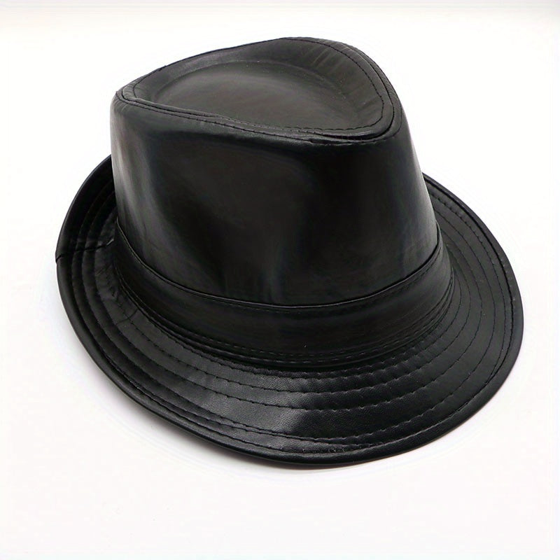 Men's PU Leather Top Hat Jazz Top Hat Outdoor Casual Hat
