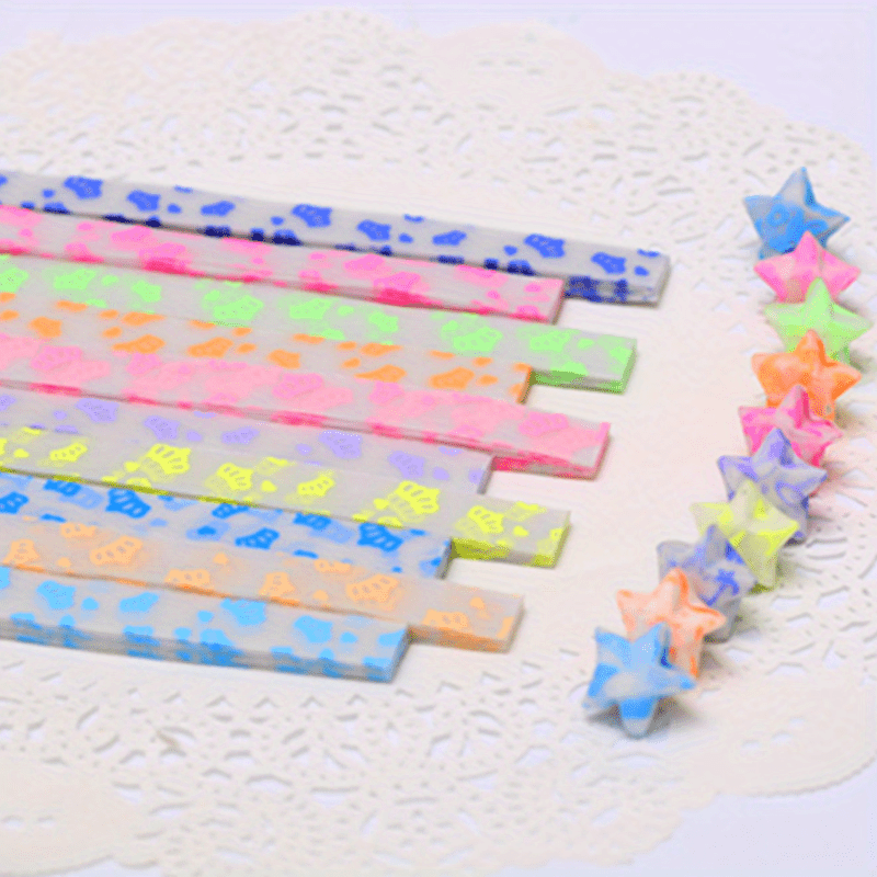210pcs Luminous Star Origami Paper Strips Heart Pattern Paper Lucky Stars