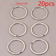 20pcs Stainless Steel Key Rings for Keychain DIY 20-35mm