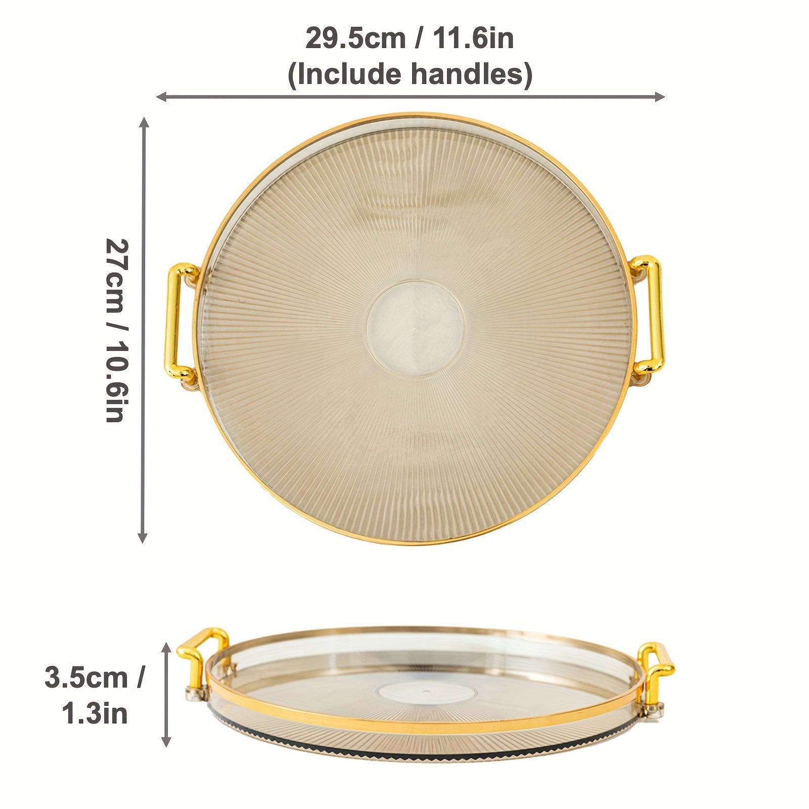 Modern Decorative Serving Tray With Handles, Transparent Plastic Round Circle